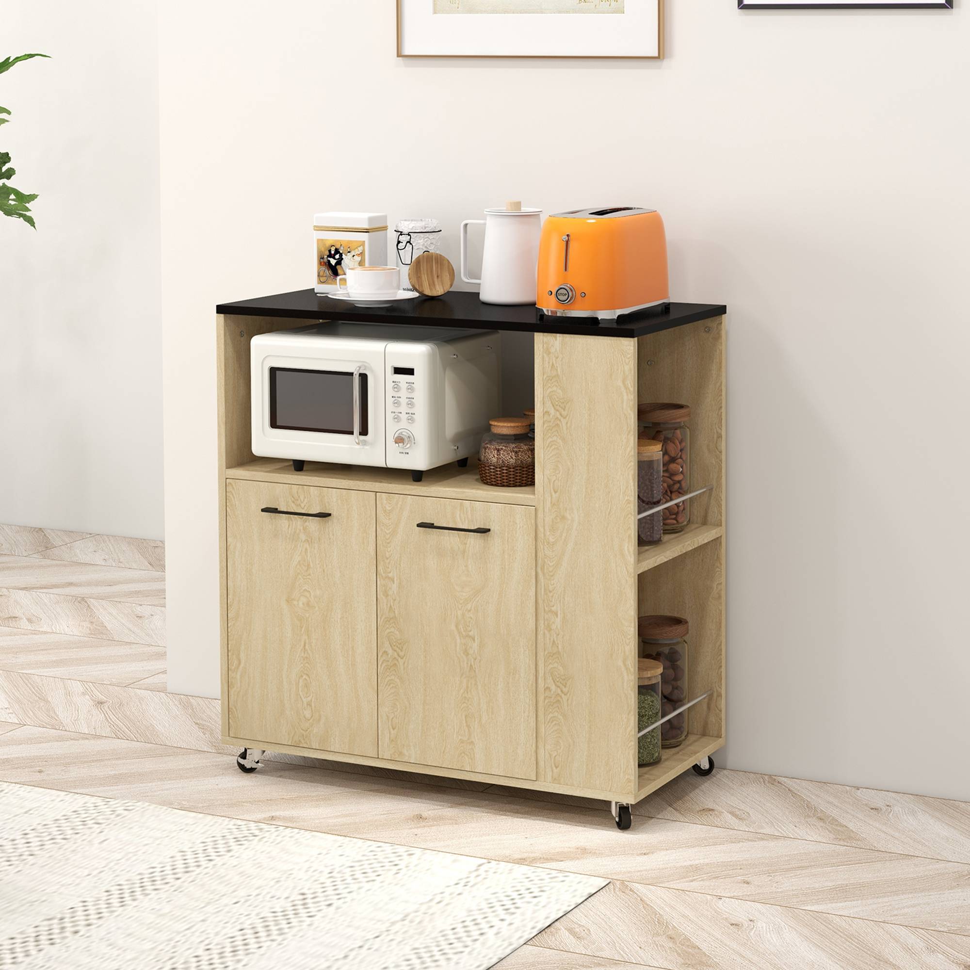 Desserte chariot cuisine multi rangements avec roulettes 75 x 40 x 80,5 cm - Image 3