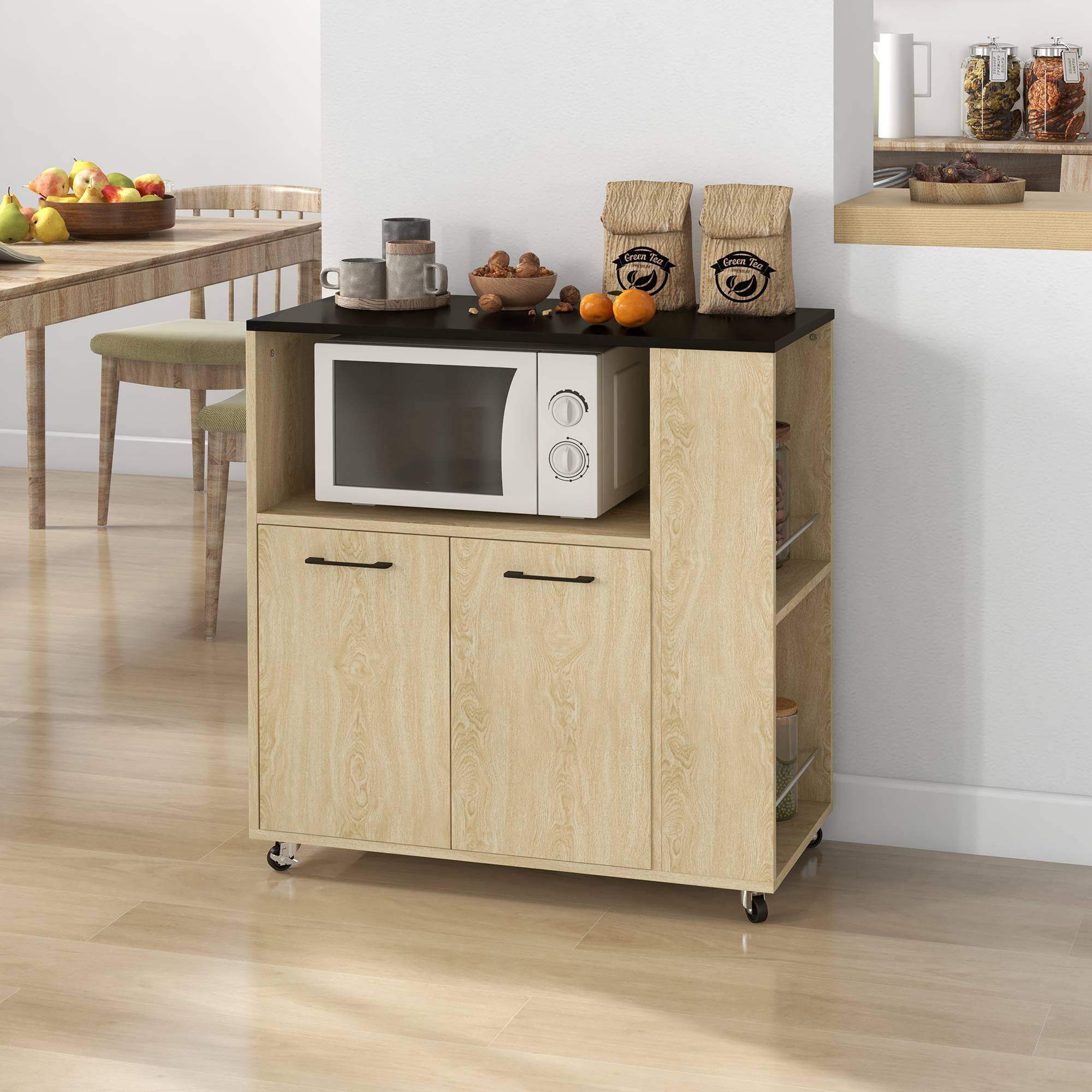 Desserte chariot cuisine multi rangements avec roulettes 75 x 40 x 80,5 cm - Image 4