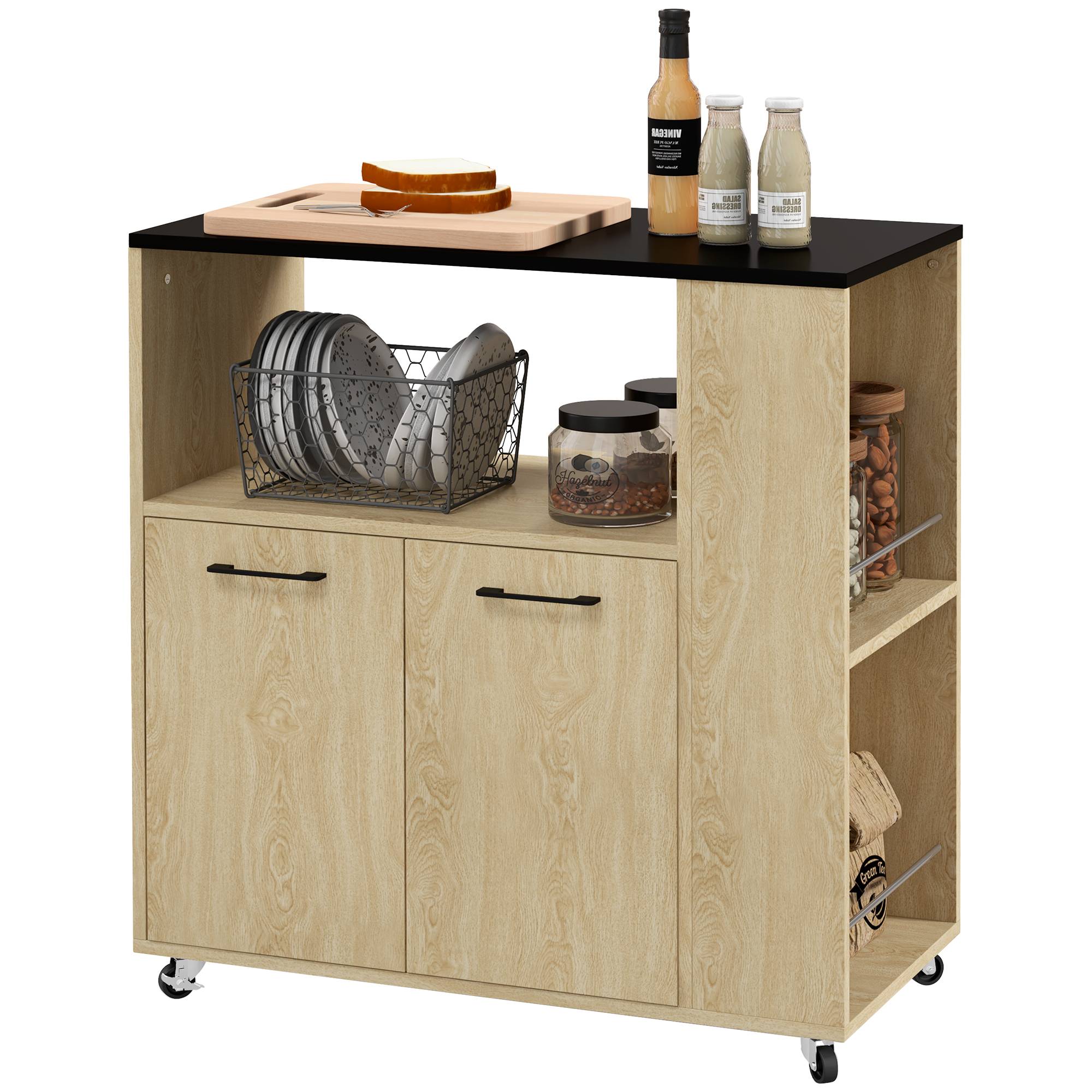 Desserte chariot cuisine multi rangements avec roulettes 75 x 40 x 80,5 cm - Image 1