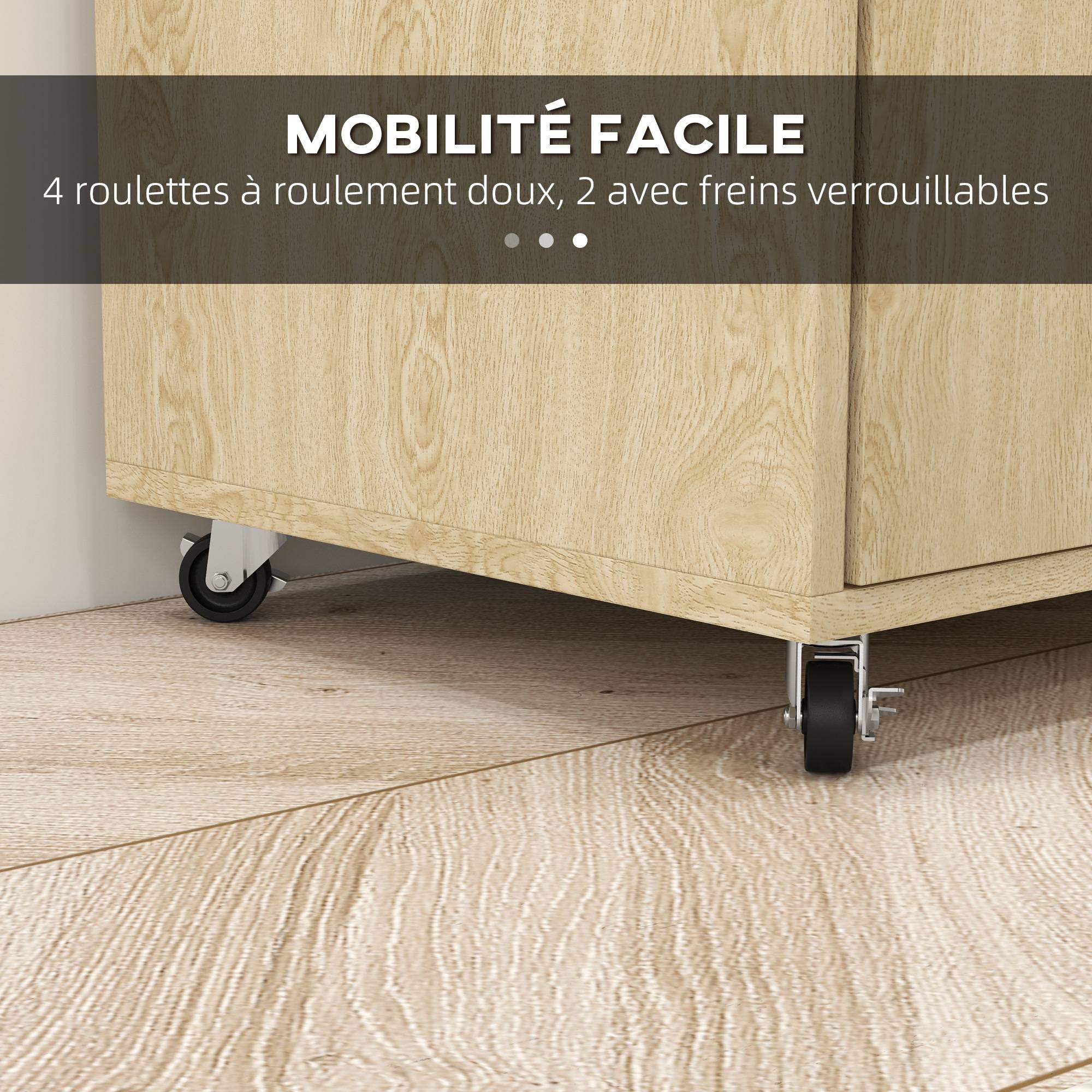 Desserte chariot cuisine multi rangements avec roulettes 75 x 40 x 80,5 cm - Image 9