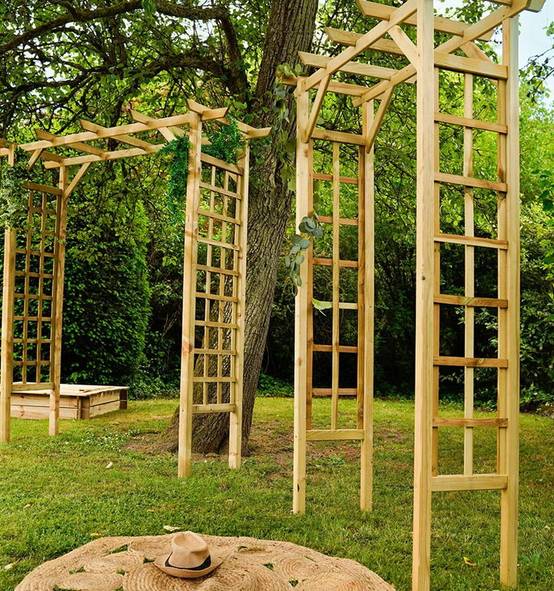 Jardipolys - Pergola double droite en bois pin 140 x 214,5 x 60 cm - PASSIFLORE Jardipolys - Image 4