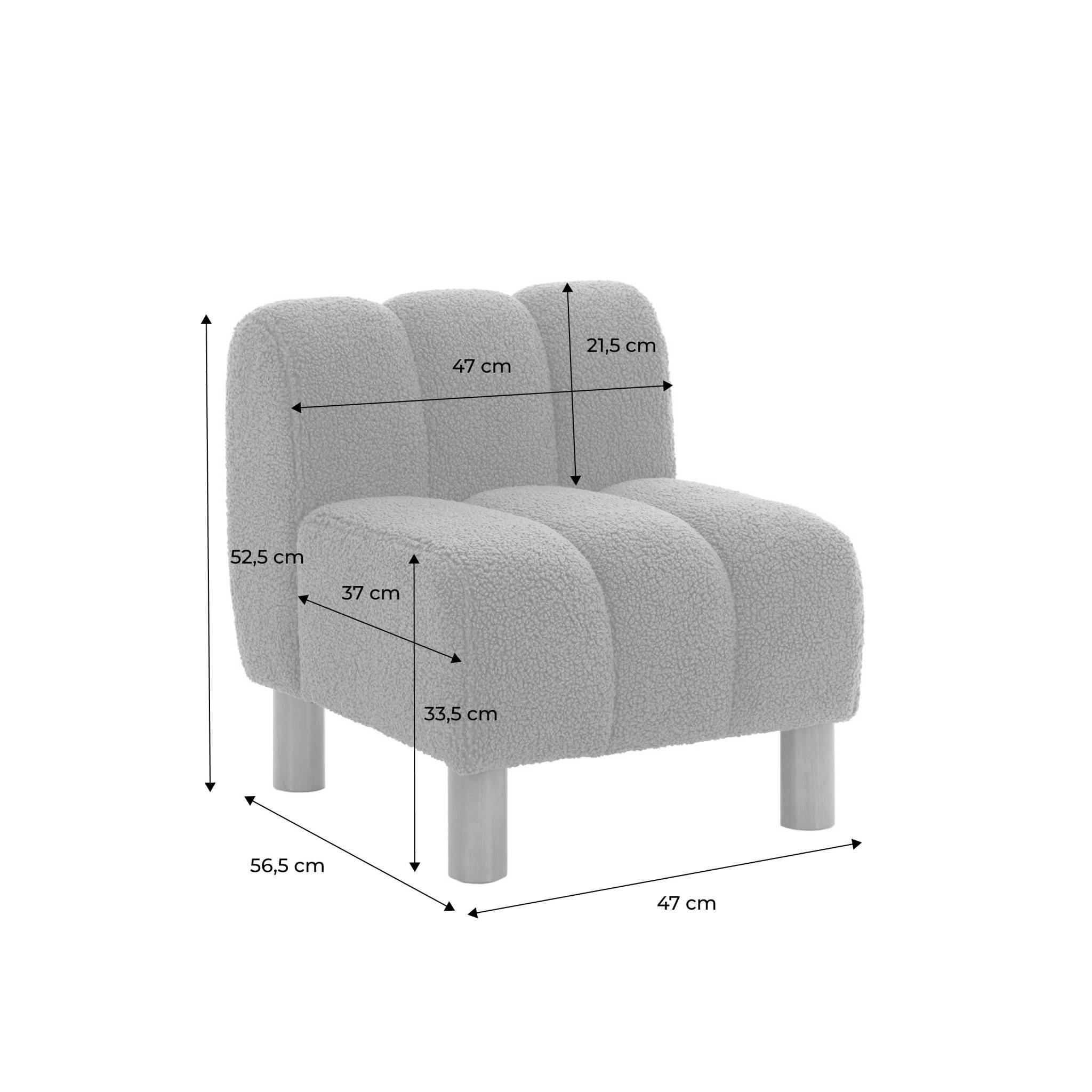 sweeek - Fauteuil enfant pieds arrondis bois d'hévéa et bouclette blanche L 47 x P 56.5 x H 52.5cm - Angel | sweeek - Image 4