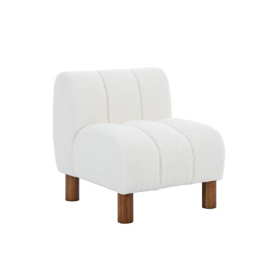 sweeek - Fauteuil enfant pieds arrondis bois d'hévéa et bouclette blanche L 47 x P 56.5 x H 52.5cm - Angel | sweeek - Image 2