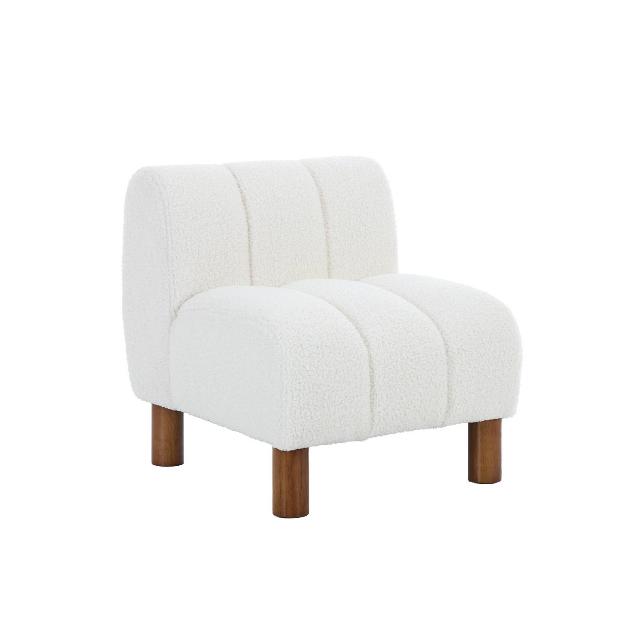 sweeek - Fauteuil enfant pieds arrondis bois d'hévéa et bouclette blanche L 47 x P 56.5 x H 52.5cm - Angel | sweeek - Image 2
