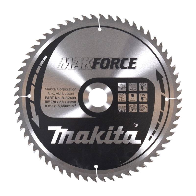 Makita - Lame pour scie circulaire Makforce TCT MAKITA B-32409 270 x 30 mm, 60 dents, pour le bois Makita