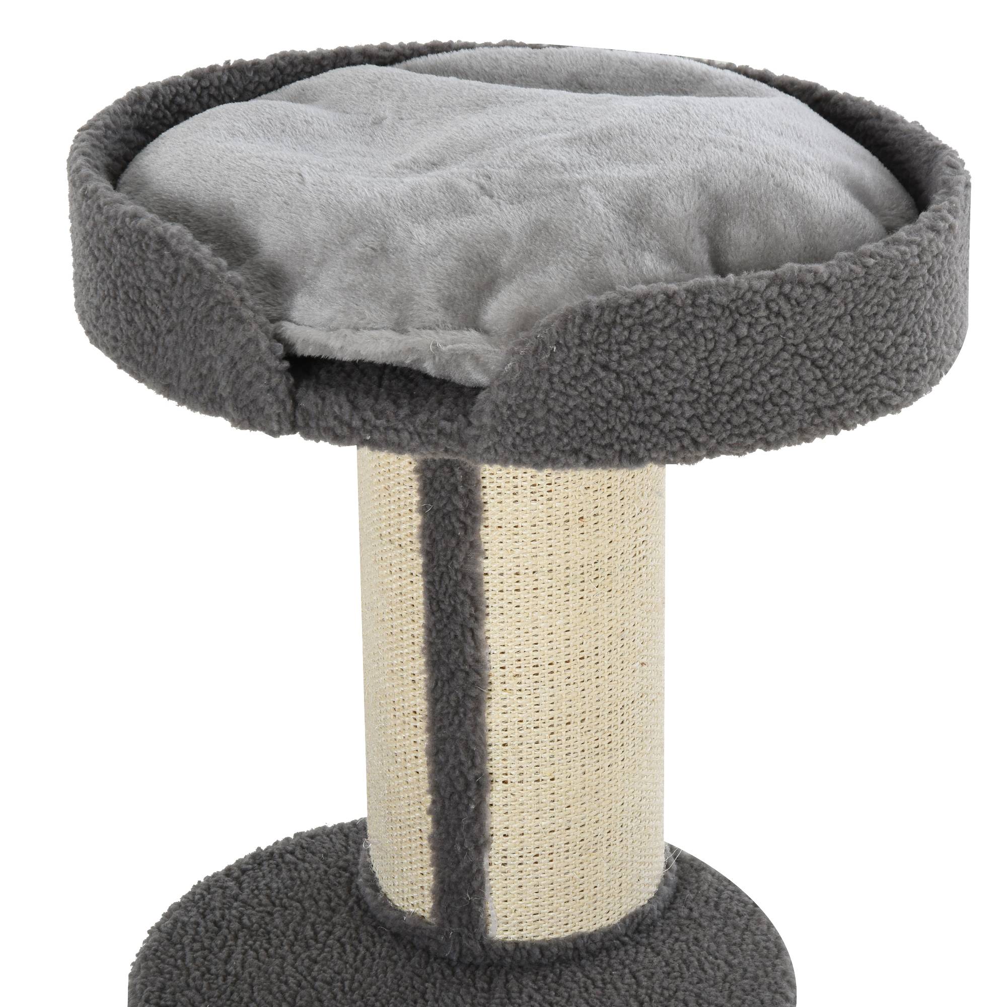 Arbre à chat PawHut 91 cm, poteaux sisal, plateforme, coussins, multi-niveaux, pour chats moyens, gris - Image 10
