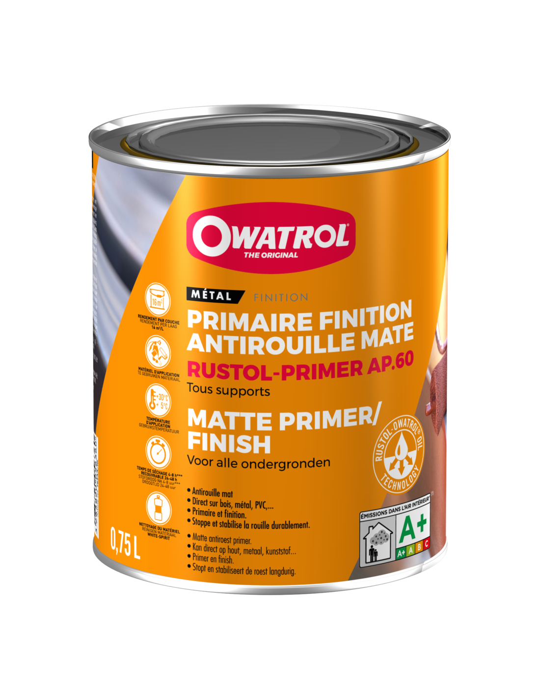 Antirouille Primer Ap60 Noir 0l75 - Owatrol - Jardiland
