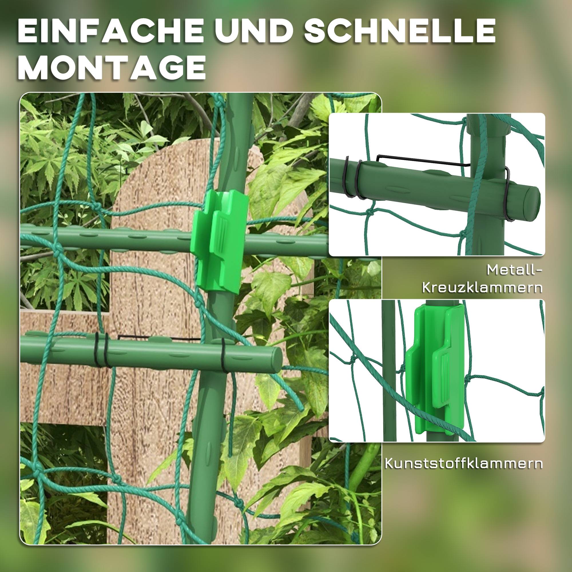 ComfortXL - Tuteur Treillis Acier Jardin Support Plantes Grimpantes Filet Inclus 167x144x206cm Vert - ComfortXL Outdoor Living - Image 5