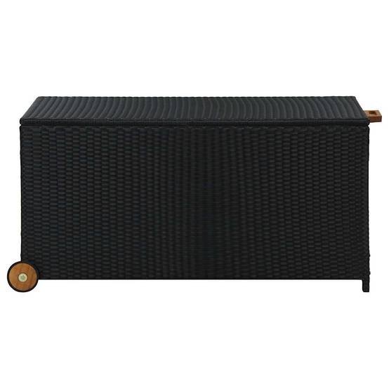 Coffre de Jardin en Résine Tressée sur Roues Sac Étanche pour Terrasse Noir 120x65x61 cm – ComfortXL Outdoor Living - Image 3