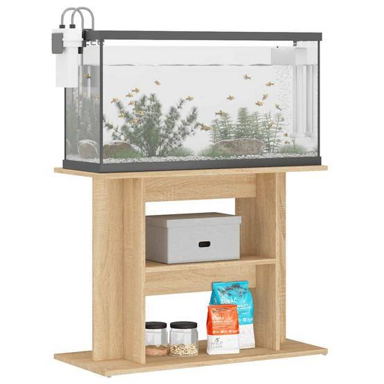 Meuble Aquarium Bois d'Ingénierie Support Rangement 80x35x60cm Chêne Sonoma - ComfortXL Outdoor Living - Image 3