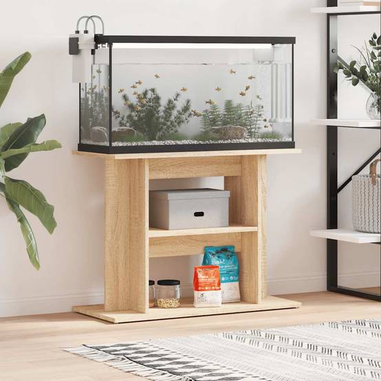 Meuble Aquarium Bois d'Ingénierie Support Rangement 80x35x60cm Chêne Sonoma - ComfortXL Outdoor Living - Image 1