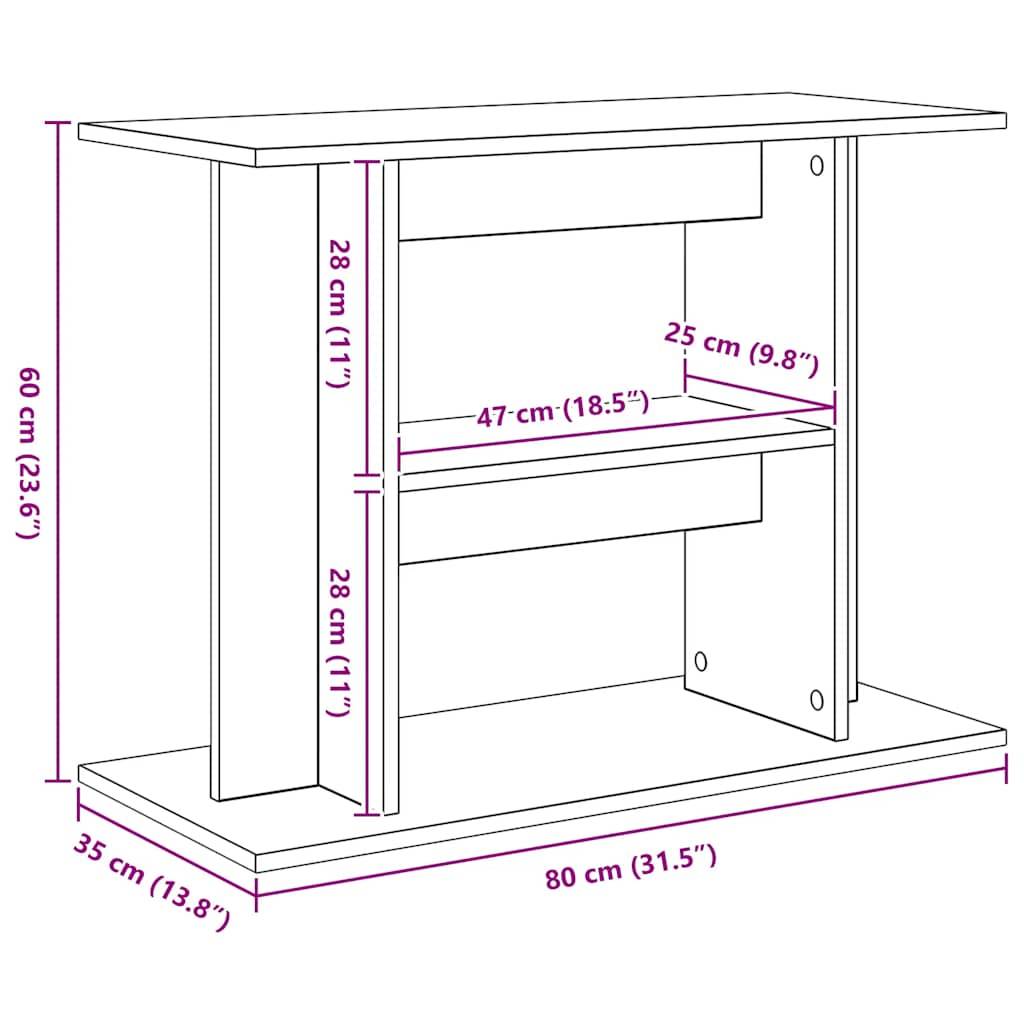 Meuble Aquarium Bois d'Ingénierie Support Rangement 80x35x60cm Chêne Sonoma - ComfortXL Outdoor Living - Image 8