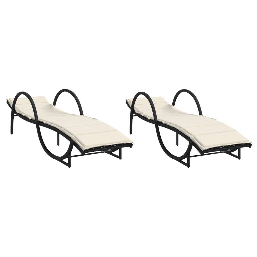 ComfortXL - 2 Transats Résine Noire avec Accoudoirs Coussins Écru Dossier Réglable – ComfortXL Outdoor Living - Image 2