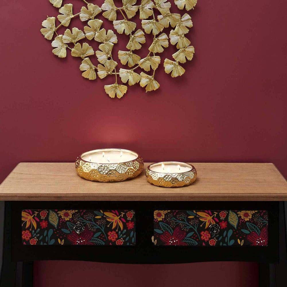 The Home Deco Factory - Bougie parfumée en céramique or du temps 10 mèches - Imagen 4