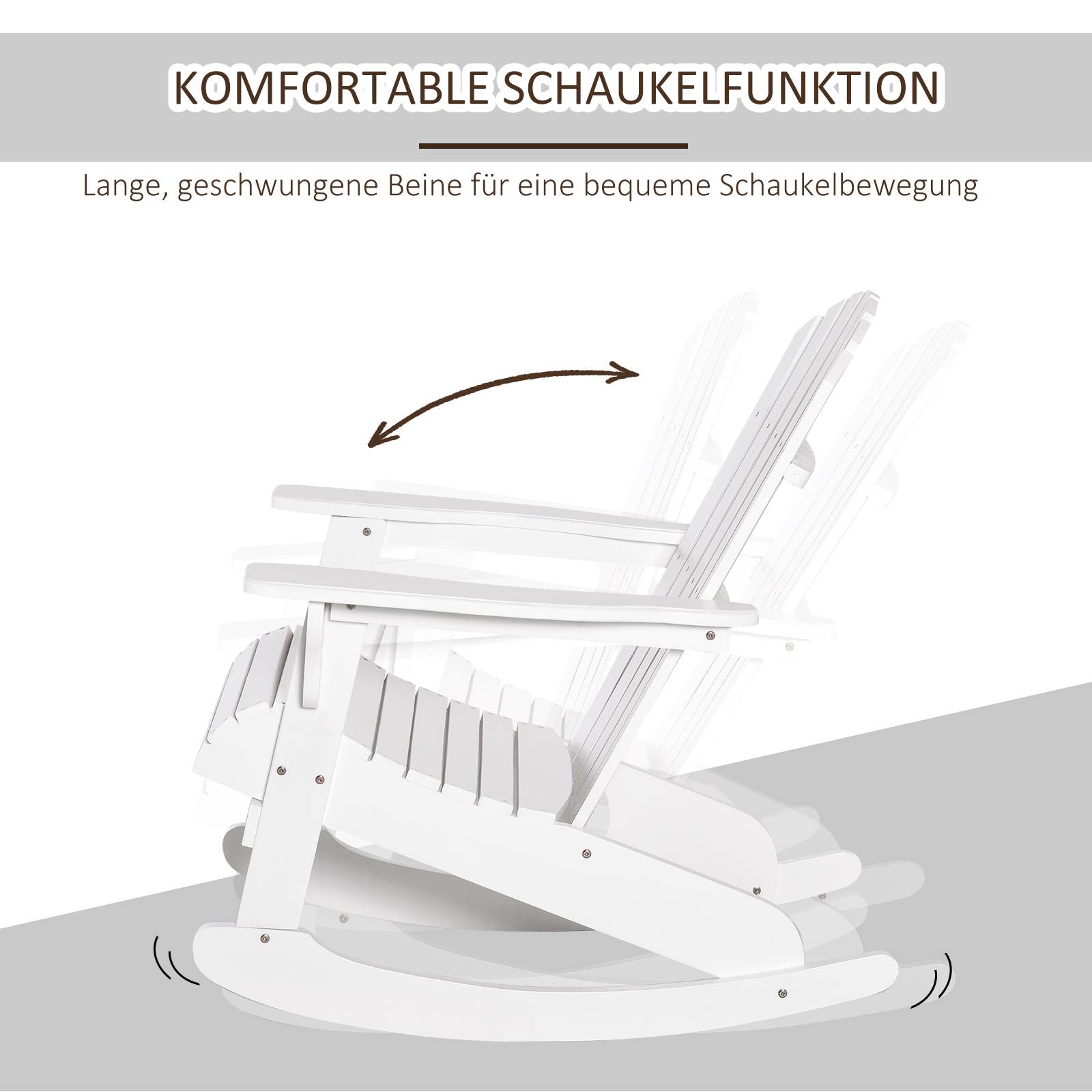 Chaise de jardin Adirondack, fauteuil à bascule, fauteuil de jardin, mobilier de jardin, chaise de balcon, blanche, 77 x 94 x 97 cm - Image 6
