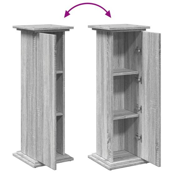 ComfortXL - Colonne de Rangement Bois d'Ingénierie pour Salon avec Porte 3 Étagères 90 cm Sonoma Gris - ComfortXL Outdoor Living - Image 9