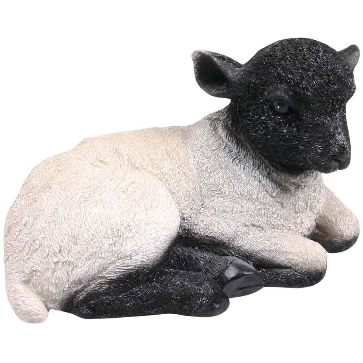 Farmwood Animals - Agneau blanc et noir couché 24 x 14 x 15 cm