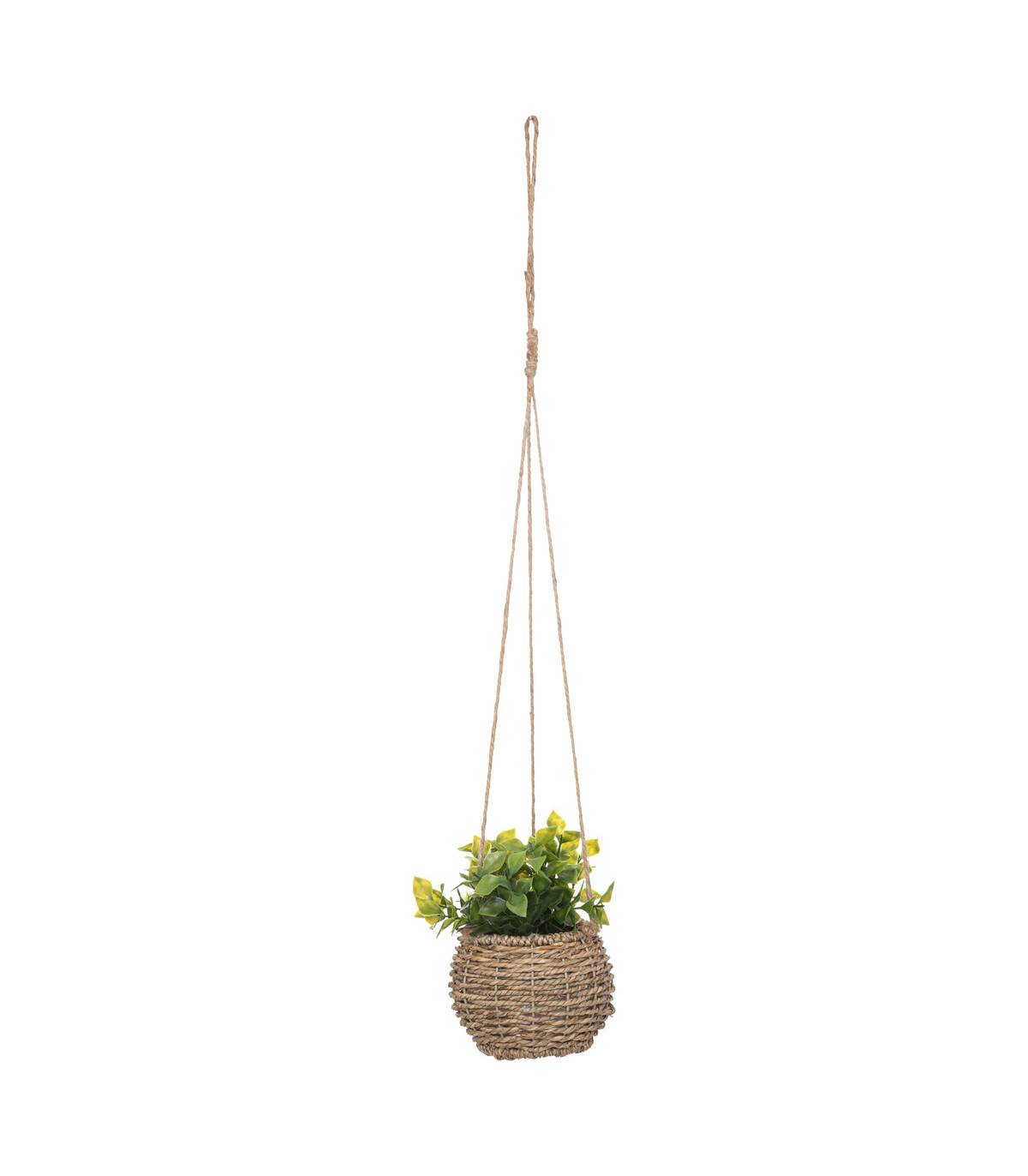 Plante artificielle suspendue pot en roseau H 60 cm - Imagen 1