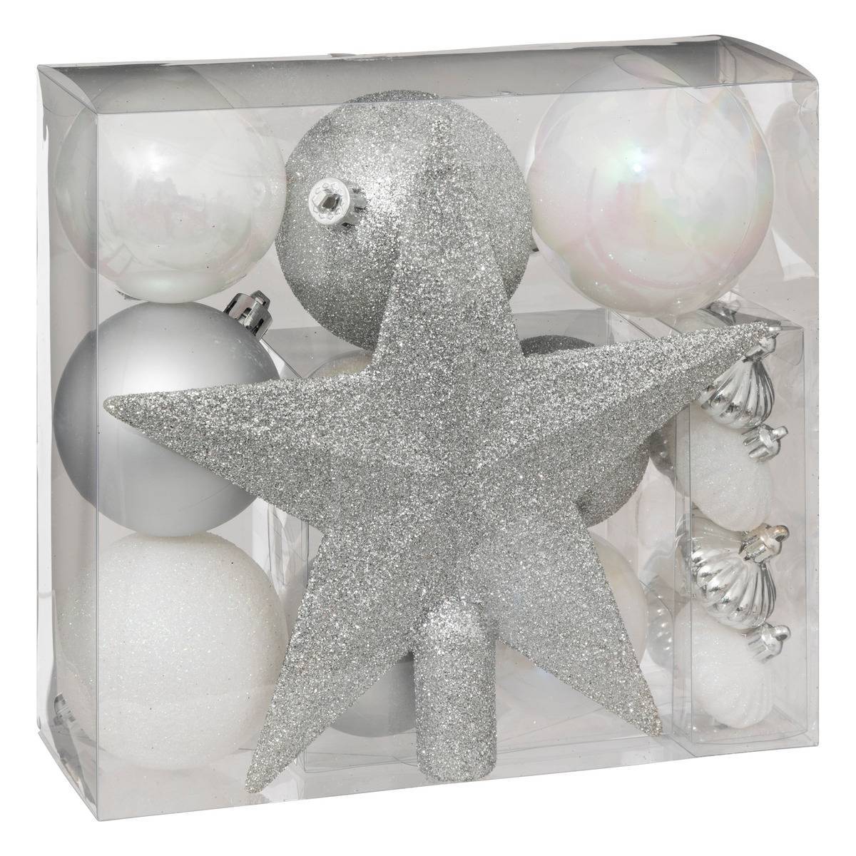 Atmosphera - Kit de sapin "Colorama de Noël" 18 pièces argent/blanc - Atmosphera Créateur d'intérieur - Imagen 1
