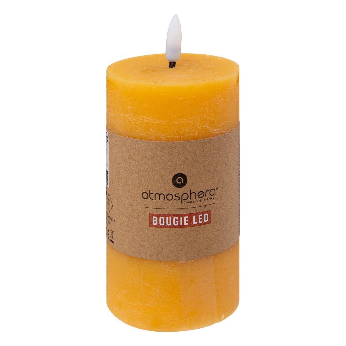 Atmosphera - Bougie ronde LED Molia 7x15cm jaune - Atmosphera Créateur d'intérieur - Image 2