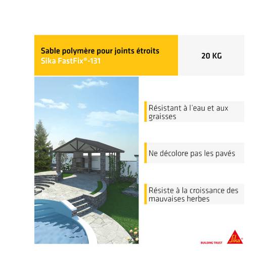 Sable polymère pour remplissage de joints de pavés et dalles SIKA FastFix 131 - Ton sable - 20kg - Image 3
