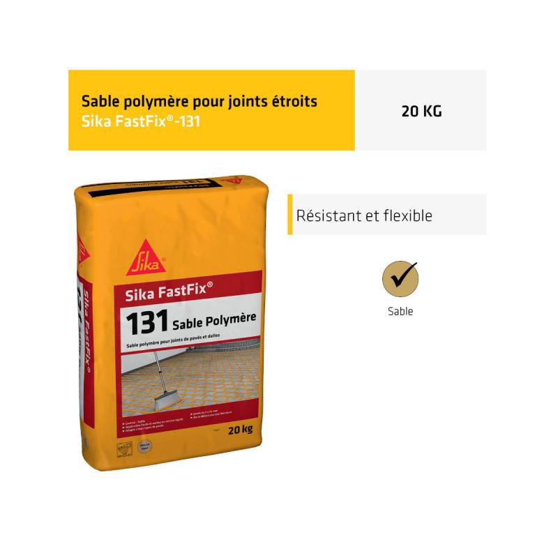 Sable polymère pour remplissage de joints de pavés et dalles SIKA FastFix 131 - Ton sable - 20kg - Image 2