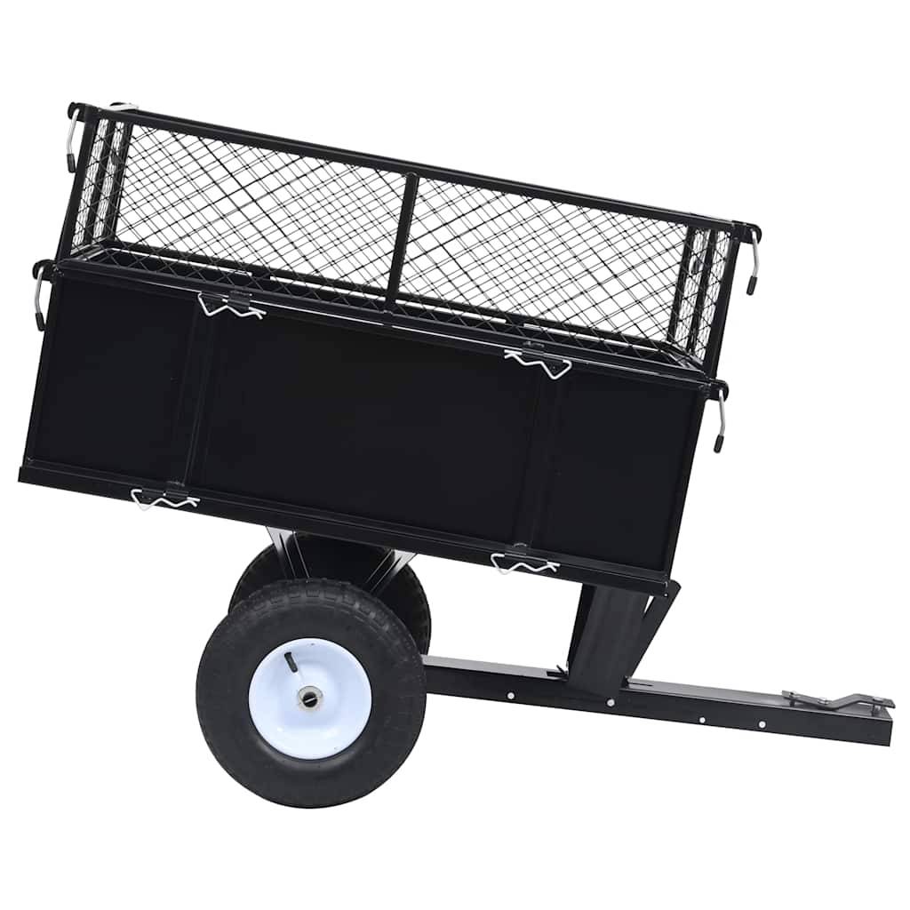 ComfortXL - Remorque Basculante Acier pour Tondeuse Charge 150kg Parois Rabattables Roues Gonflables Jardinage Noir – ComfortXL Outdoor Living - Image 2
