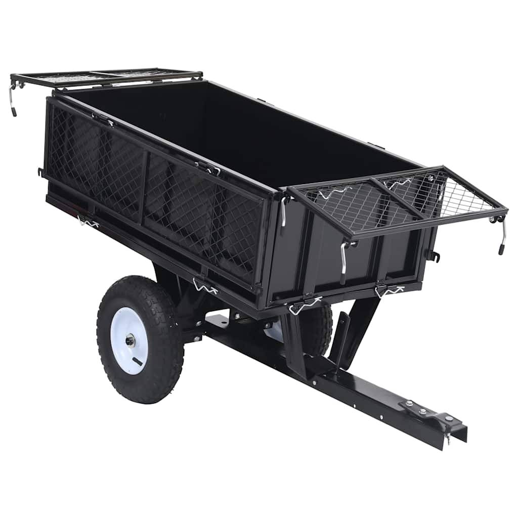 ComfortXL - Remorque Basculante Acier pour Tondeuse Charge 150kg Parois Rabattables Roues Gonflables Jardinage Noir – ComfortXL Outdoor Living - Image 7