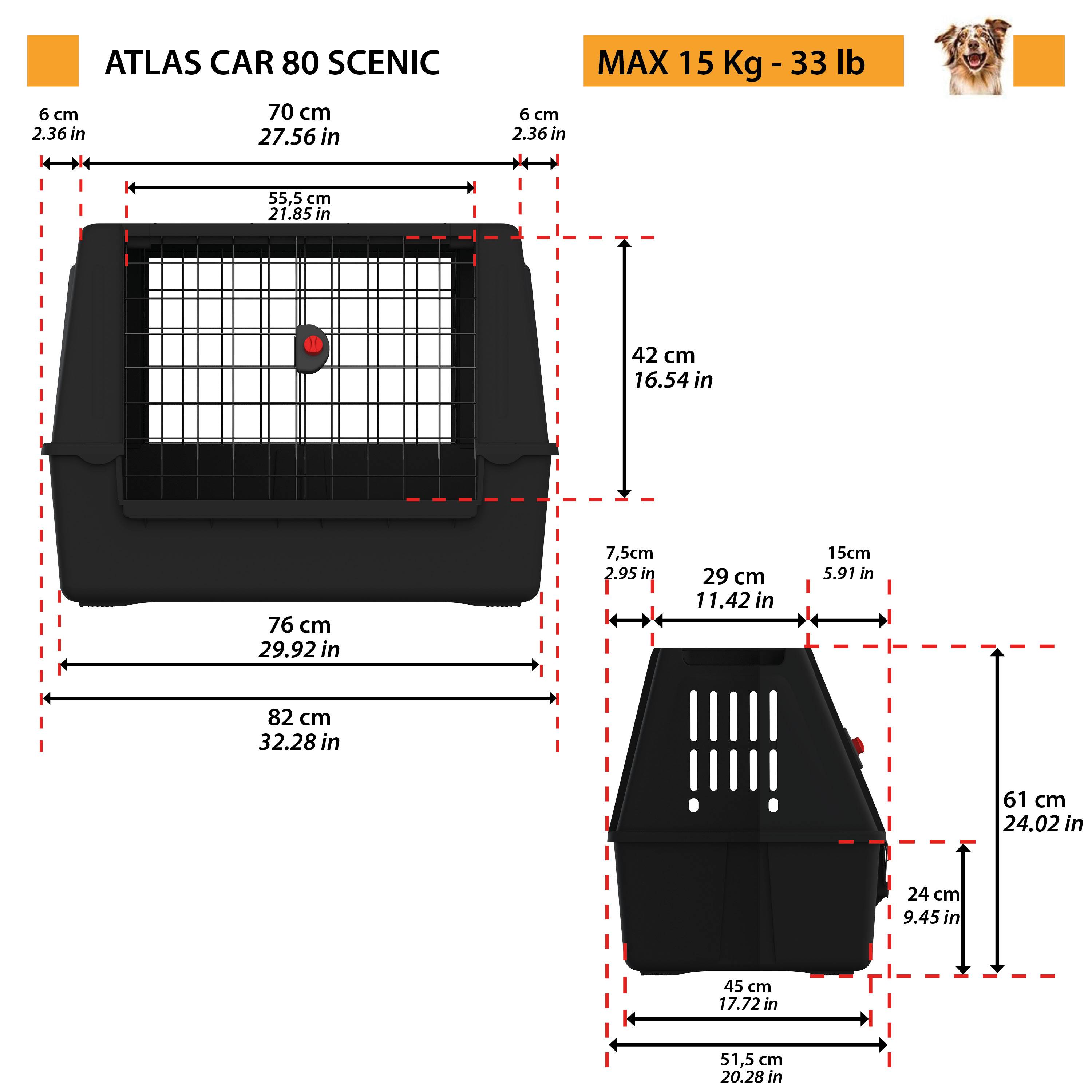 Ferplast - Panier de transport pour Chiens ATLAS CAR 80 SCENIC avec Crochets de Sécurité Excellente Ventilation - Imagen 2