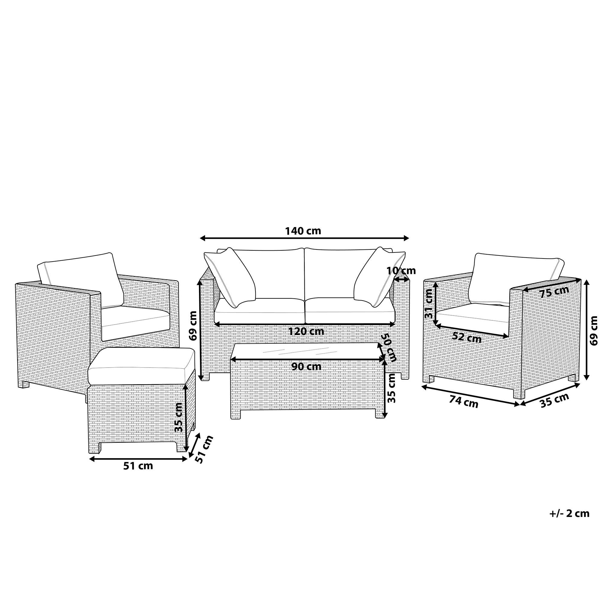 Beliani - Set de jardin, 4 Personnes Polyrotin Blanc cassé MILANO - Beliani - Imagen 2