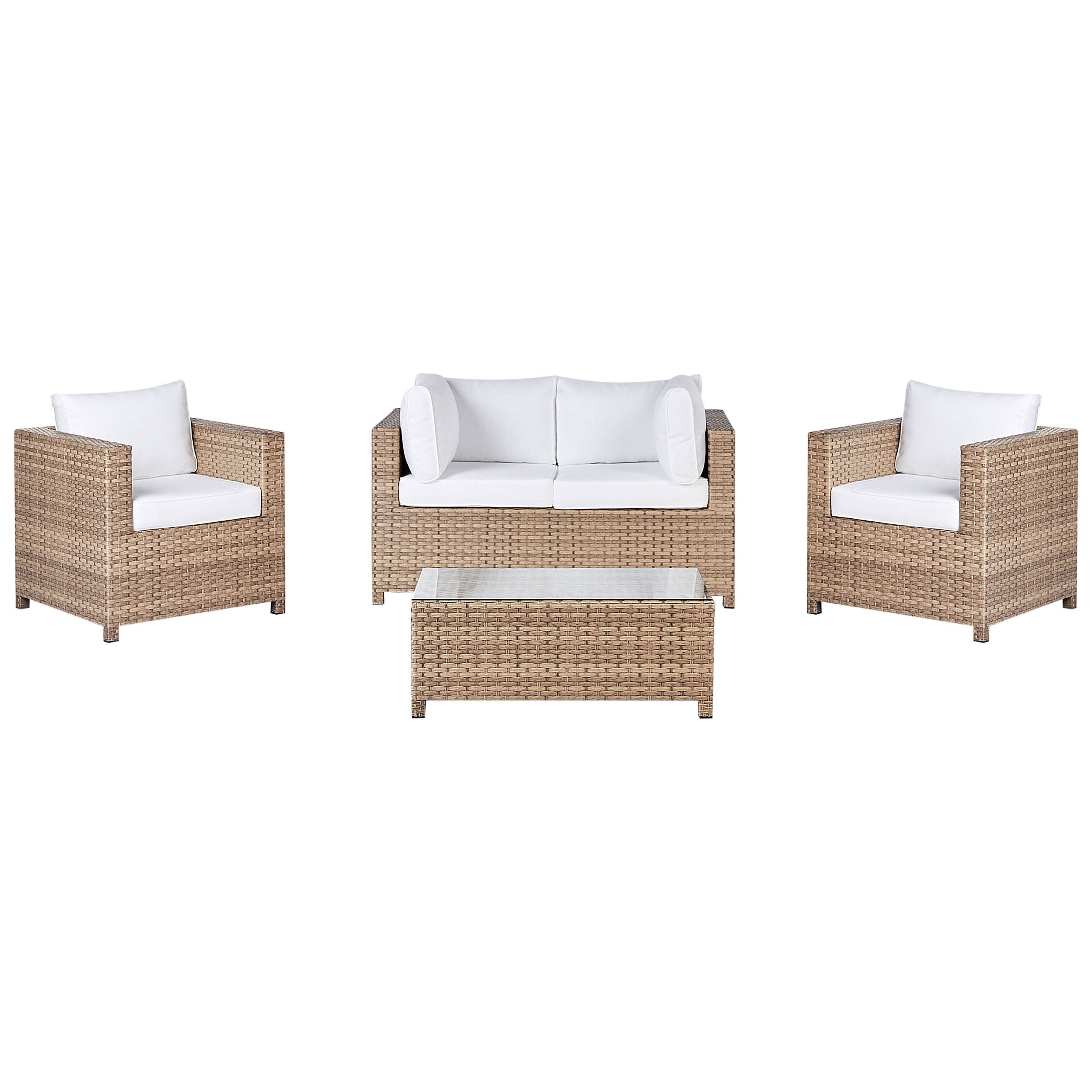 Beliani - Set de jardin, 4 Personnes Polyrotin Blanc cassé MILANO - Beliani - Imagen 3