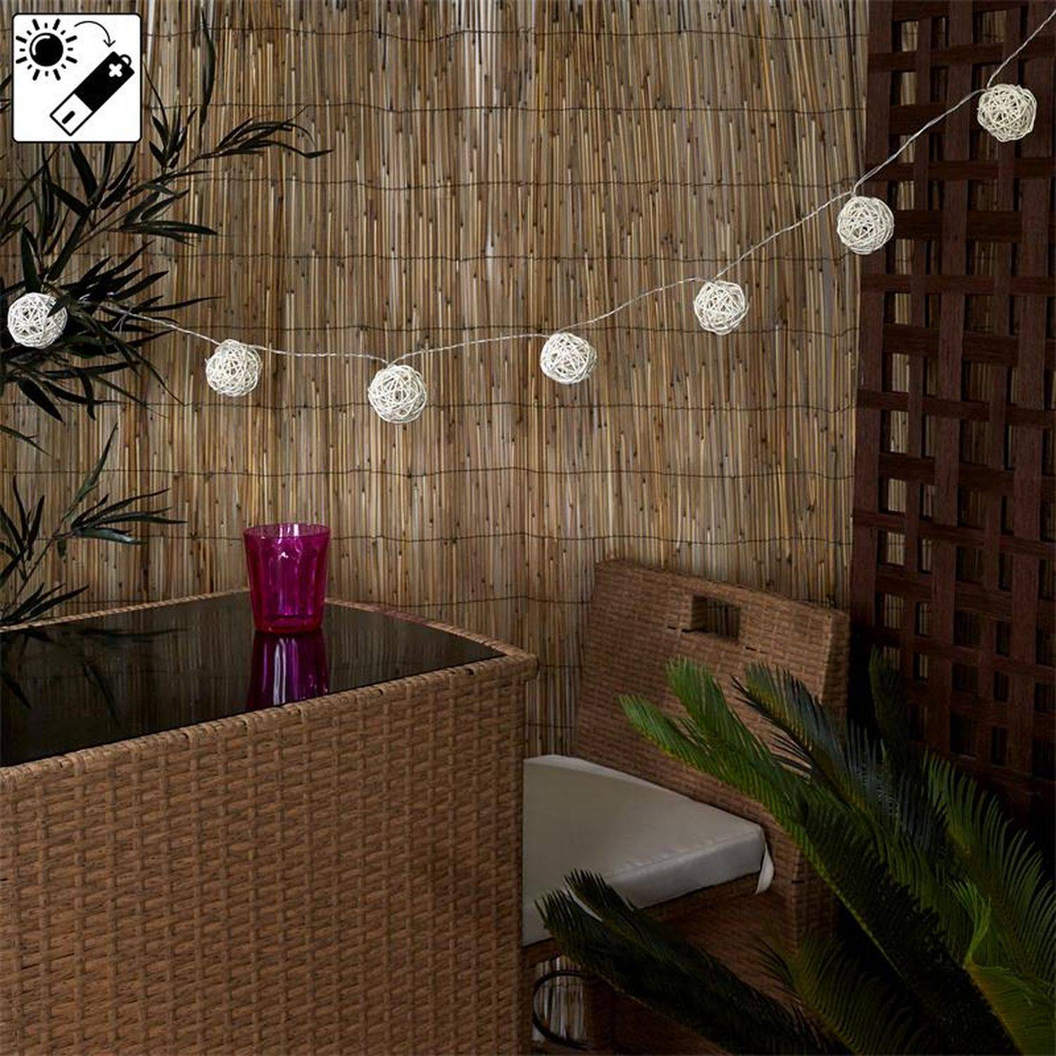 Sans Marque - Guirlande solaire pour intérieur et extérieur - Longueur 165 cm - Beige - Toilinux - Imagen 4