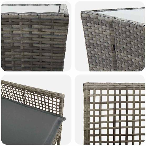 Petit Salon de Jardin 2 Personnes Gris, Mobilier de Balcon en Poly Rattan Résistant aux Intempéries – ComfortXL Outdoor Living - Image 9