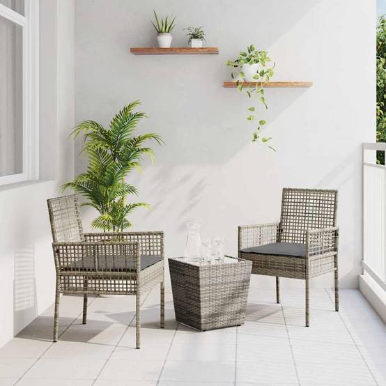 Petit Salon de Jardin 2 Personnes Gris, Mobilier de Balcon en Poly Rattan Résistant aux Intempéries – ComfortXL Outdoor Living - Image 1