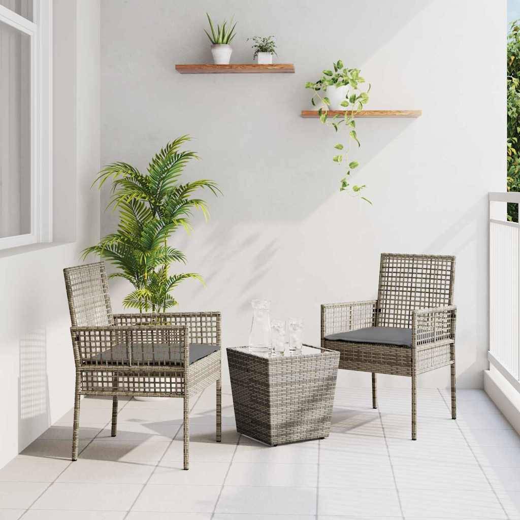 Petit Salon de Jardin 2 Personnes Gris, Mobilier de Balcon en Poly Rattan Résistant aux Intempéries – ComfortXL Outdoor Living - Image 1
