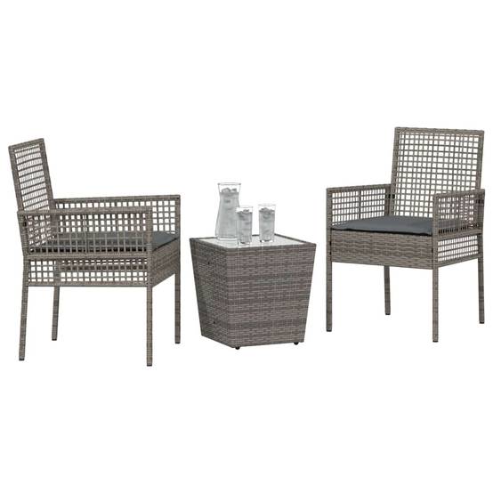 Petit Salon de Jardin 2 Personnes Gris, Mobilier de Balcon en Poly Rattan Résistant aux Intempéries – ComfortXL Outdoor Living - Image 3