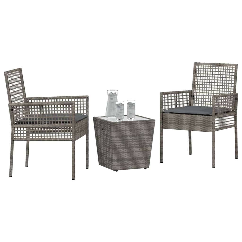 Petit Salon de Jardin 2 Personnes Gris, Mobilier de Balcon en Poly Rattan Résistant aux Intempéries – ComfortXL Outdoor Living - Image 3