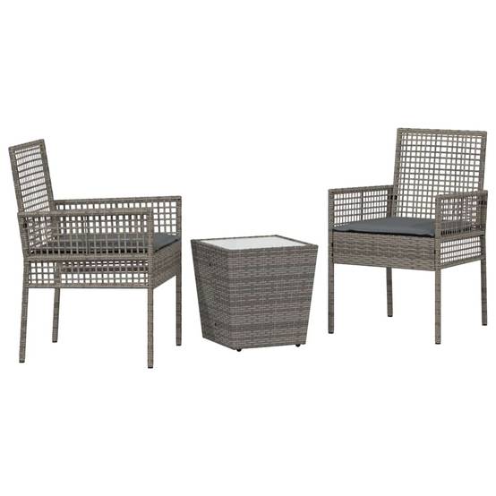 Petit Salon de Jardin 2 Personnes Gris, Mobilier de Balcon en Poly Rattan Résistant aux Intempéries – ComfortXL Outdoor Living - Image 2