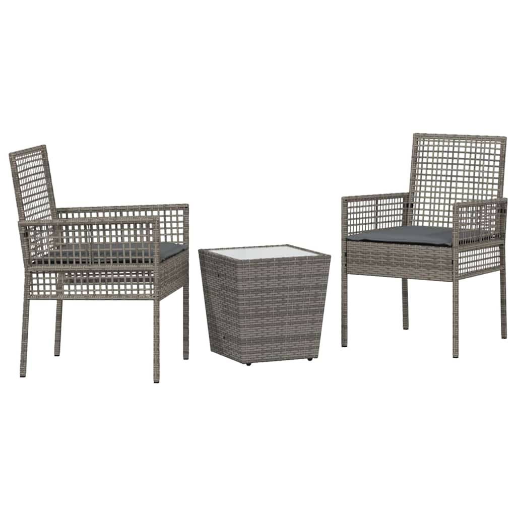 Petit Salon de Jardin 2 Personnes Gris, Mobilier de Balcon en Poly Rattan Résistant aux Intempéries – ComfortXL Outdoor Living - Image 2