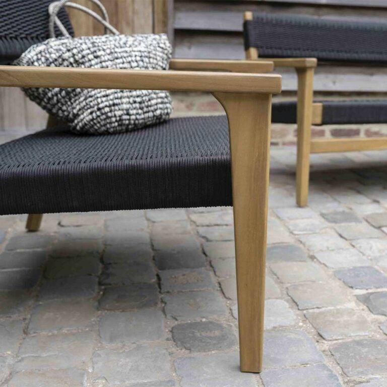 Wilsa Garden - Salon de jardin en bois teck 4/6 places avec cordage noir MANILLE - Imagen 3