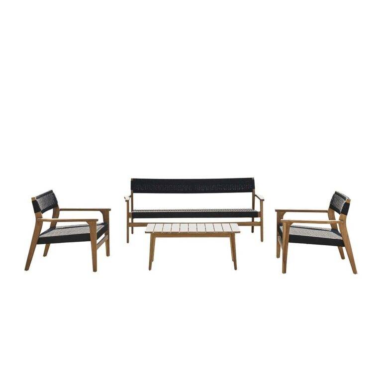 Wilsa Garden - Salon de jardin en bois teck 4/6 places avec cordage noir MANILLE - Imagen 2