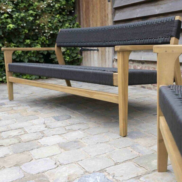 Wilsa Garden - Salon de jardin en bois teck 4/6 places avec cordage noir MANILLE - Imagen 4