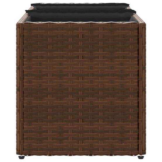 Lot de 2 Bacs à fleurs 3 pots résine tressée pour terrasse séparation végétale 105x30x32 cm Marron - ComfortXL Outdoor Living - Image 7