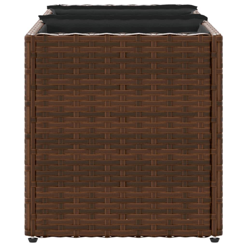 Lot de 2 Bacs à fleurs 3 pots résine tressée pour terrasse séparation végétale 105x30x32 cm Marron - ComfortXL Outdoor Living - Image 7