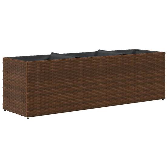 Lot de 2 Bacs à fleurs 3 pots résine tressée pour terrasse séparation végétale 105x30x32 cm Marron - ComfortXL Outdoor Living - Image 8