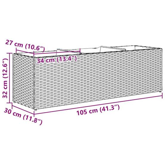 Lot de 2 Bacs à fleurs 3 pots résine tressée pour terrasse séparation végétale 105x30x32 cm Marron - ComfortXL Outdoor Living - Image 6