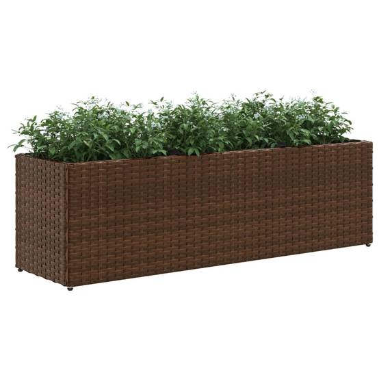 Lot de 2 Bacs à fleurs 3 pots résine tressée pour terrasse séparation végétale 105x30x32 cm Marron - ComfortXL Outdoor Living - Image 4