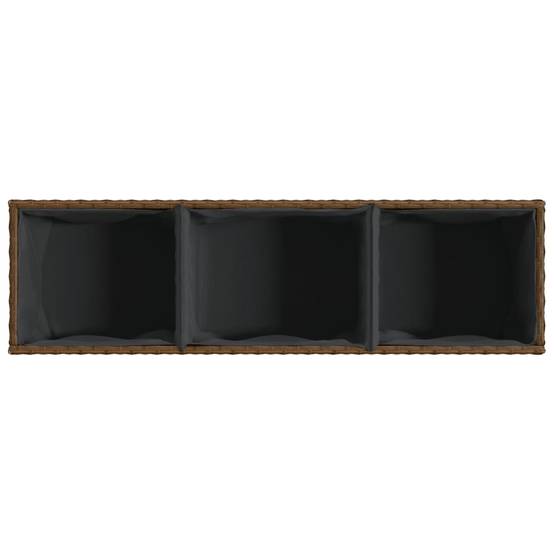 Lot de 2 Bacs à fleurs 3 pots résine tressée pour terrasse séparation végétale 105x30x32 cm Marron - ComfortXL Outdoor Living - Image 9