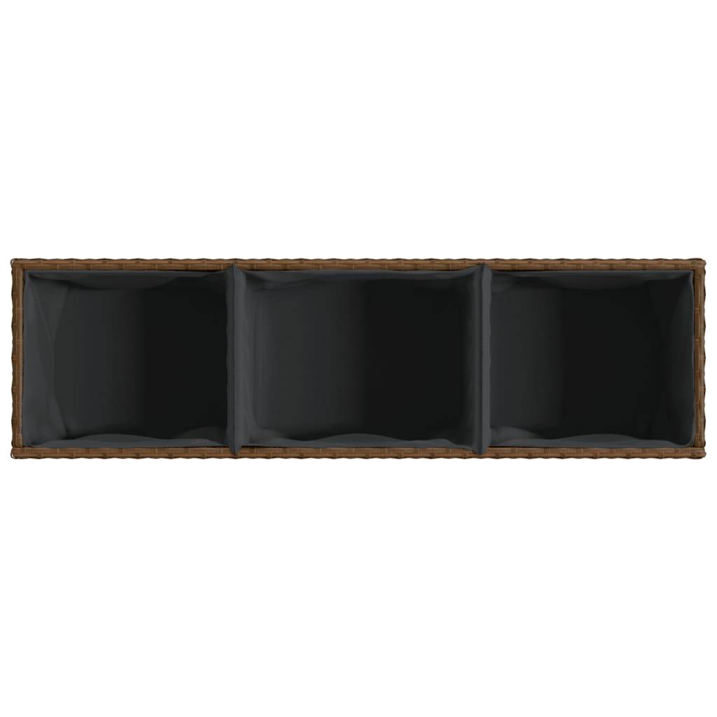 Lot de 2 Bacs à fleurs 3 pots résine tressée pour terrasse séparation végétale 105x30x32 cm Marron - ComfortXL Outdoor Living - Image 9