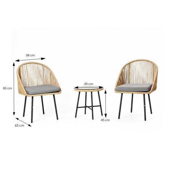 Ensemble de jardin 2 fauteuils et table basse effet rotin naturel IPANEMA - Image 3